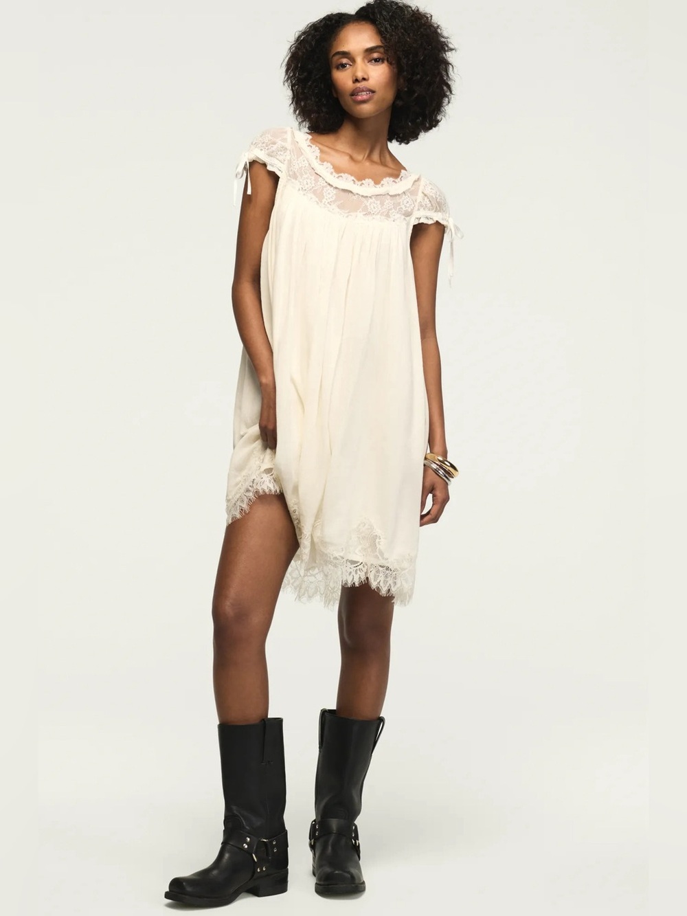 Lucky brand Lace babydoll Mini dress Ivory - Women's S NWT